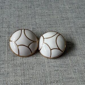 Chic Gold and Cream Enamel Earrings